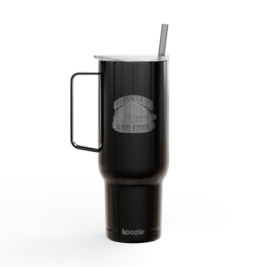 40oz Engraved Travel Tumbler - 'Chainsaws Are Cool' Stainless Insulated Cup with Lid