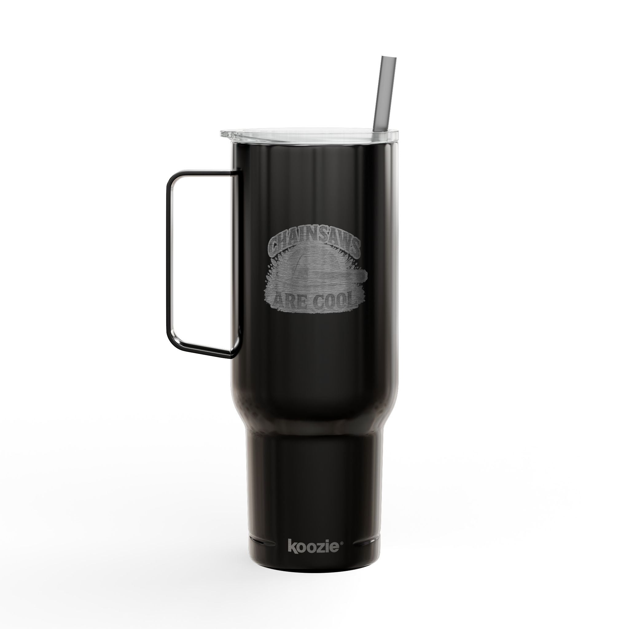 40oz Engraved Travel Tumbler - 'Chainsaws Are Cool' Stainless Insulated Cup with Lid