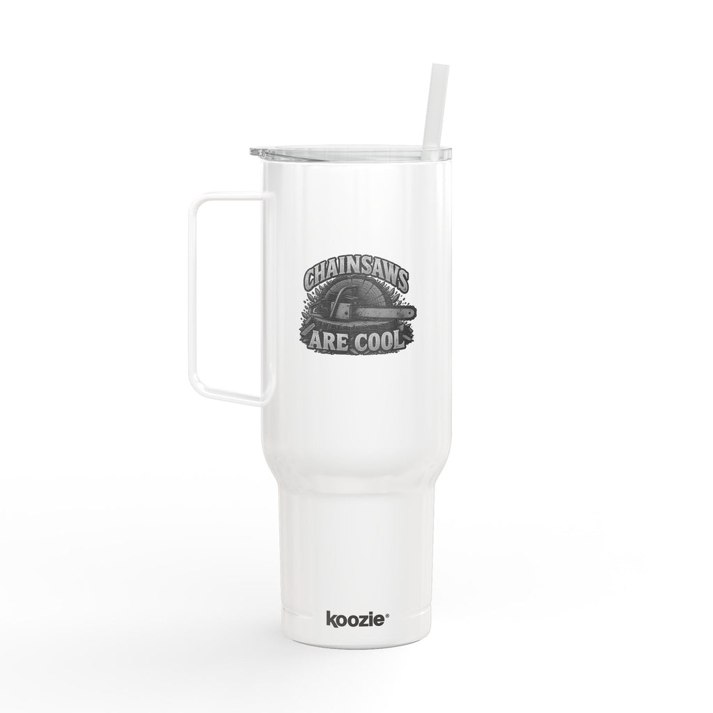 40oz Engraved Travel Tumbler - 'Chainsaws Are Cool' Stainless Insulated Cup with Lid