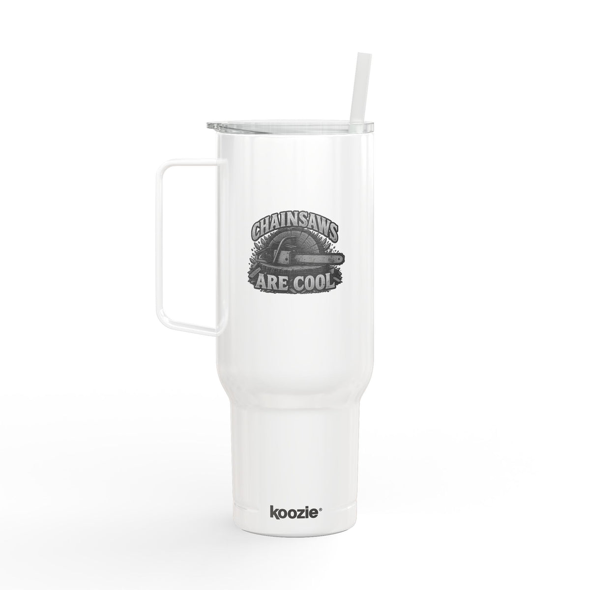 40oz Engraved Travel Tumbler - 'Chainsaws Are Cool' Stainless Insulated Cup with Lid
