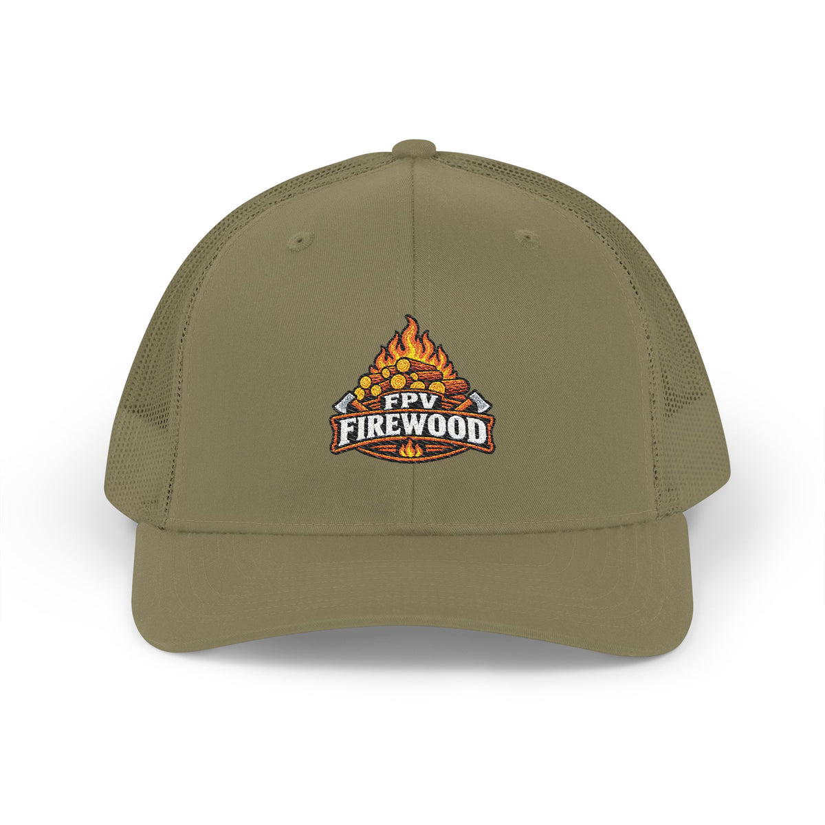 FPV Firewood Campfire Logo Trucker Cap | Embroidered Mesh Snapback