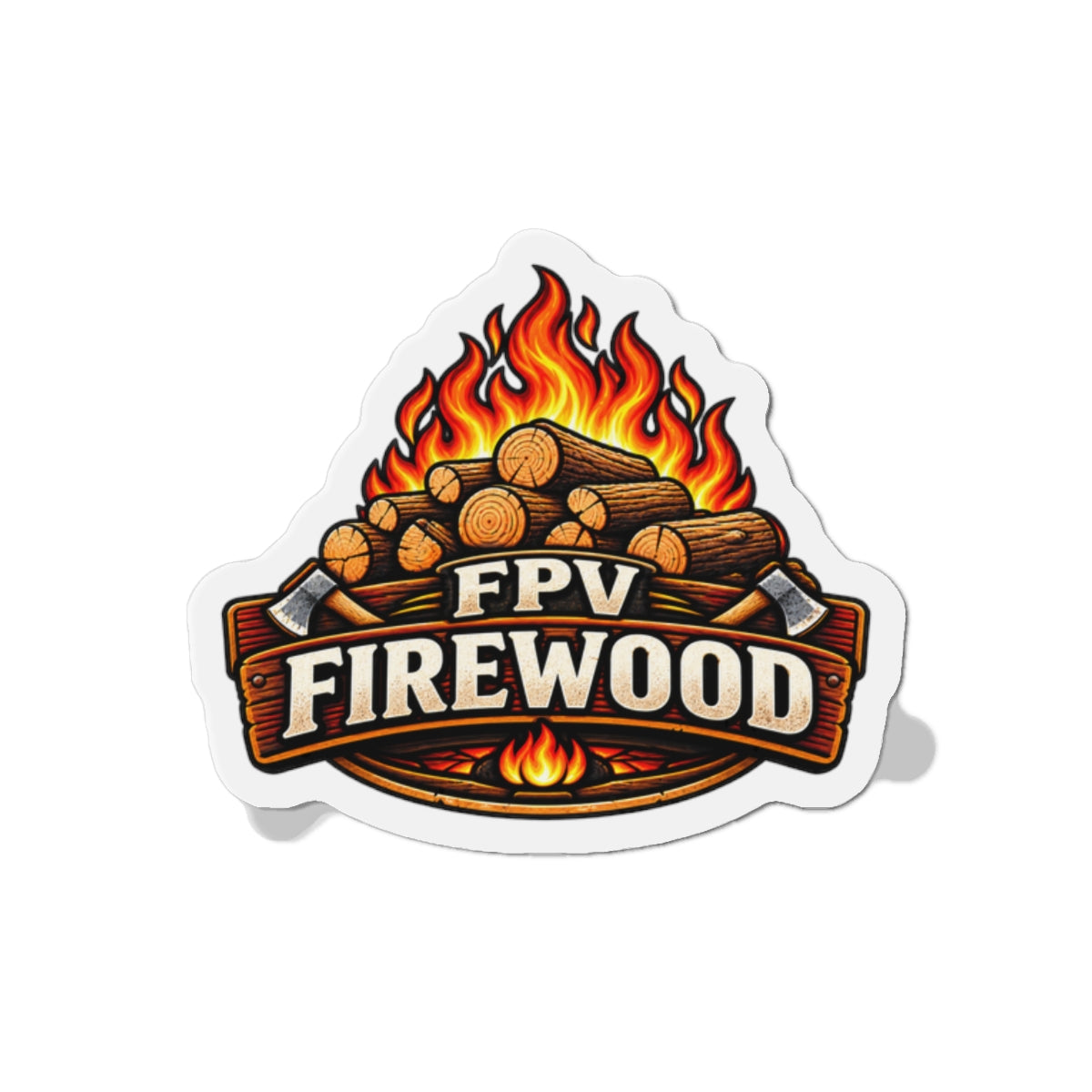 FPV Firewood Die-Cut Magnet | Campfire Logs Sticker Magnet