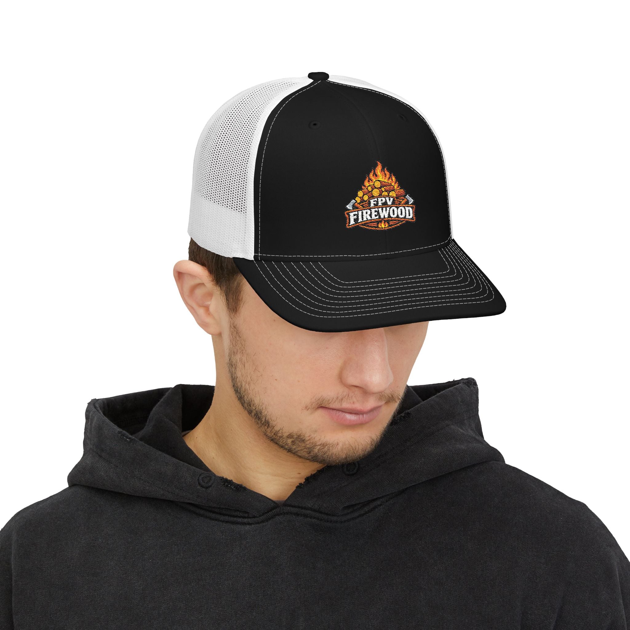 Firewood Campfire Logo Trucker Cap | Embroidered Mesh Snapback