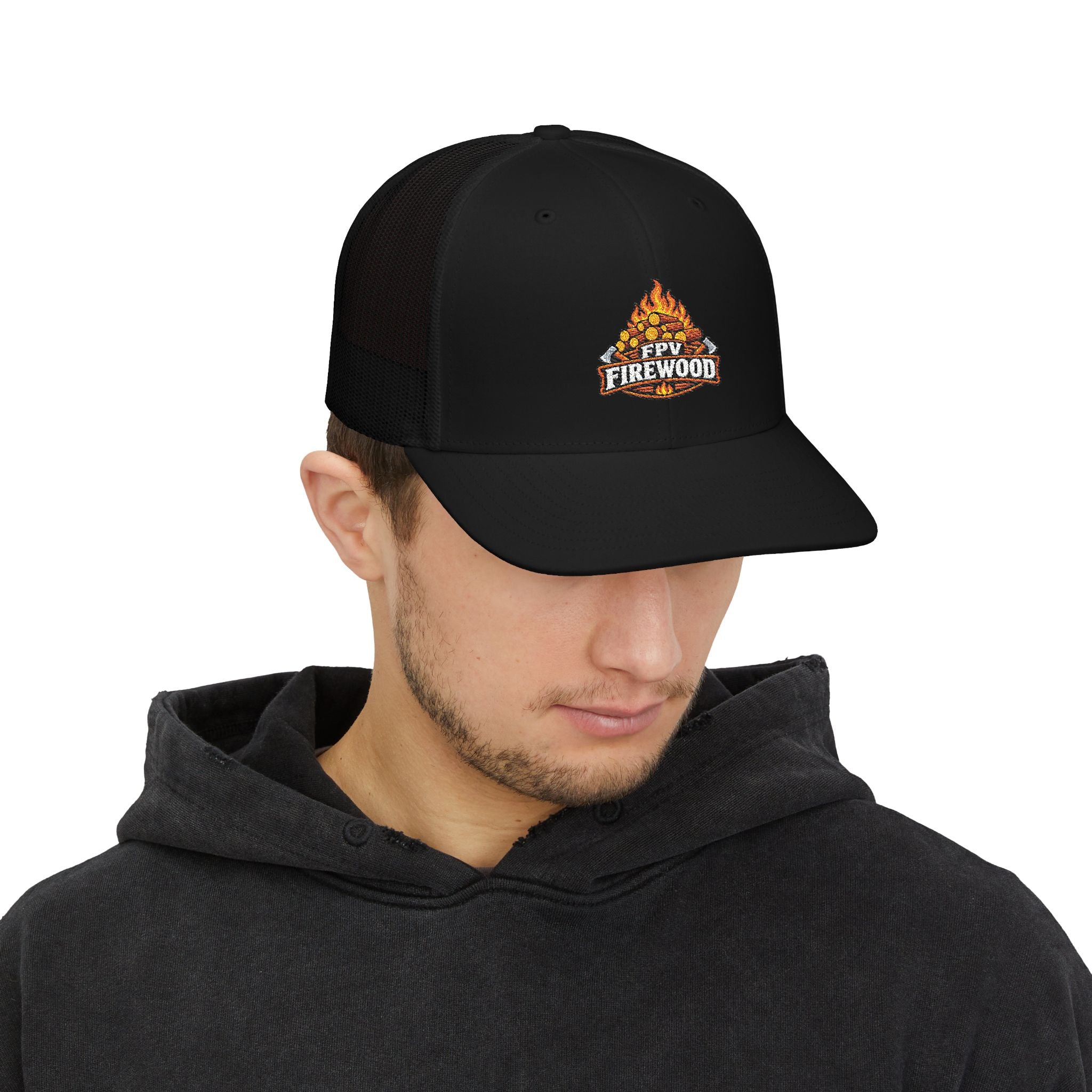 Firewood Campfire Logo Trucker Cap | Embroidered Mesh Snapback