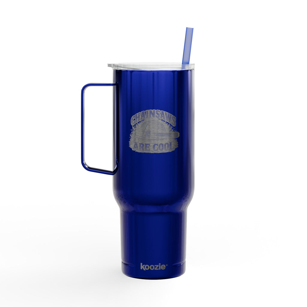 40oz Engraved Travel Tumbler - 'Chainsaws Are Cool' Stainless Insulated Cup with Lid