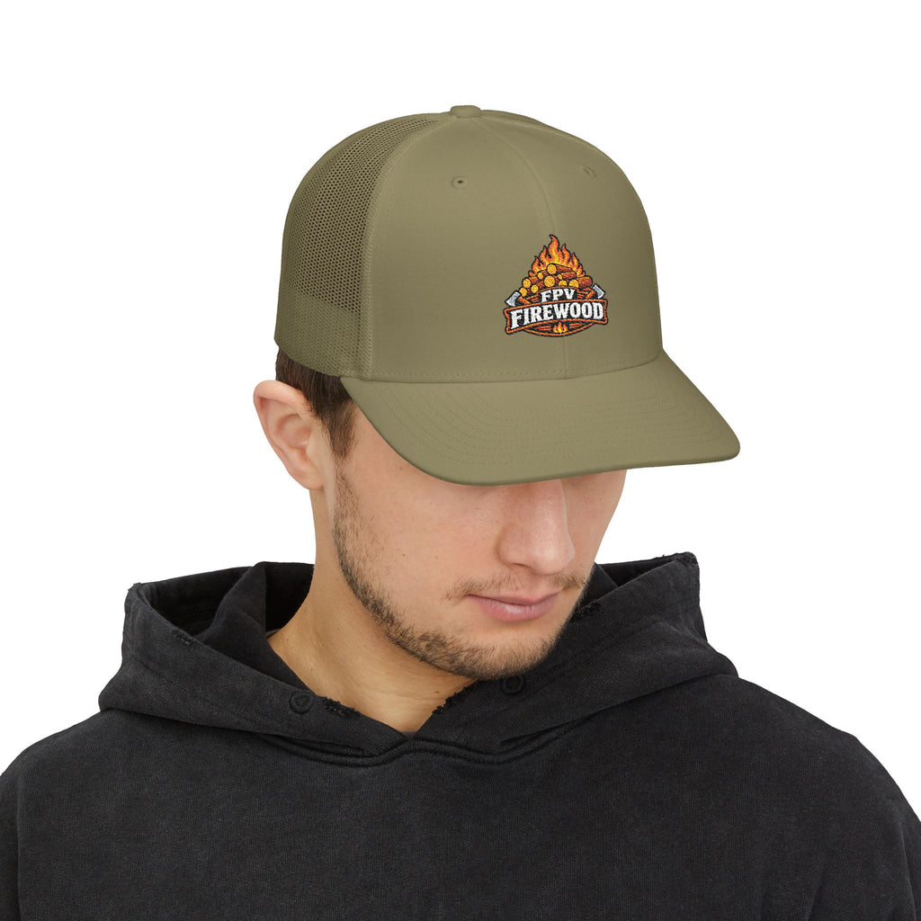 FPV Firewood Campfire Logo Trucker Cap | Embroidered Mesh Snapback