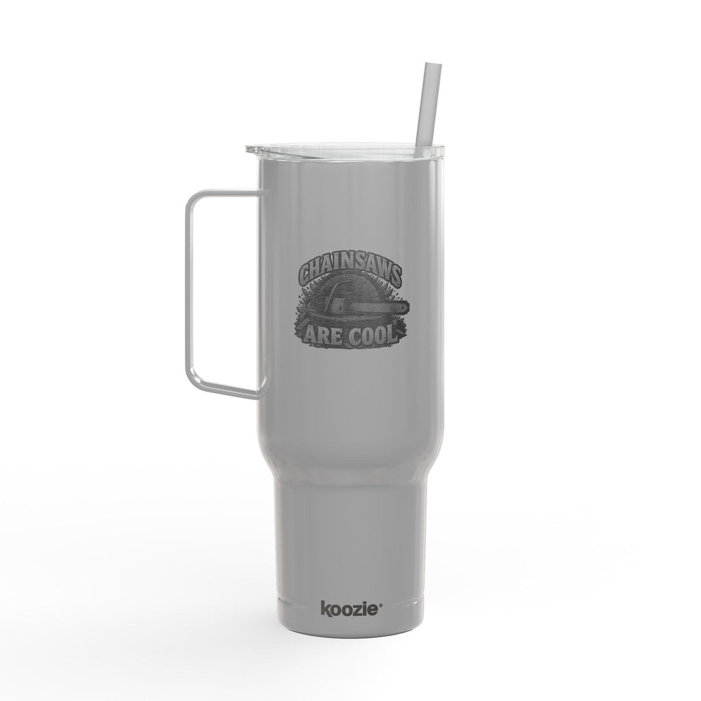 40oz Engraved Travel Tumbler - 'Chainsaws Are Cool' Stainless Insulated Cup with Lid
