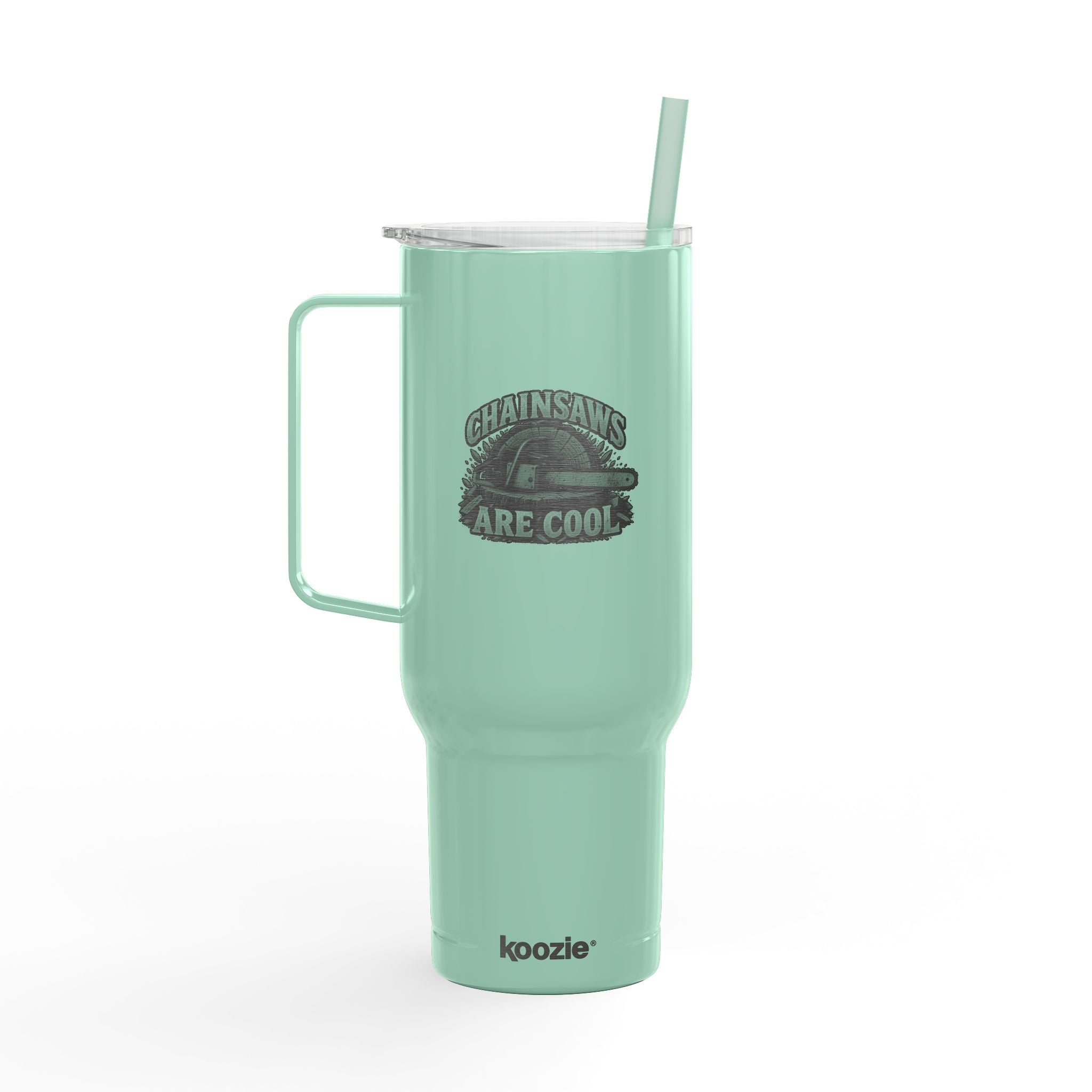 40oz Engraved Travel Tumbler - 'Chainsaws Are Cool' Stainless Insulated Cup with Lid