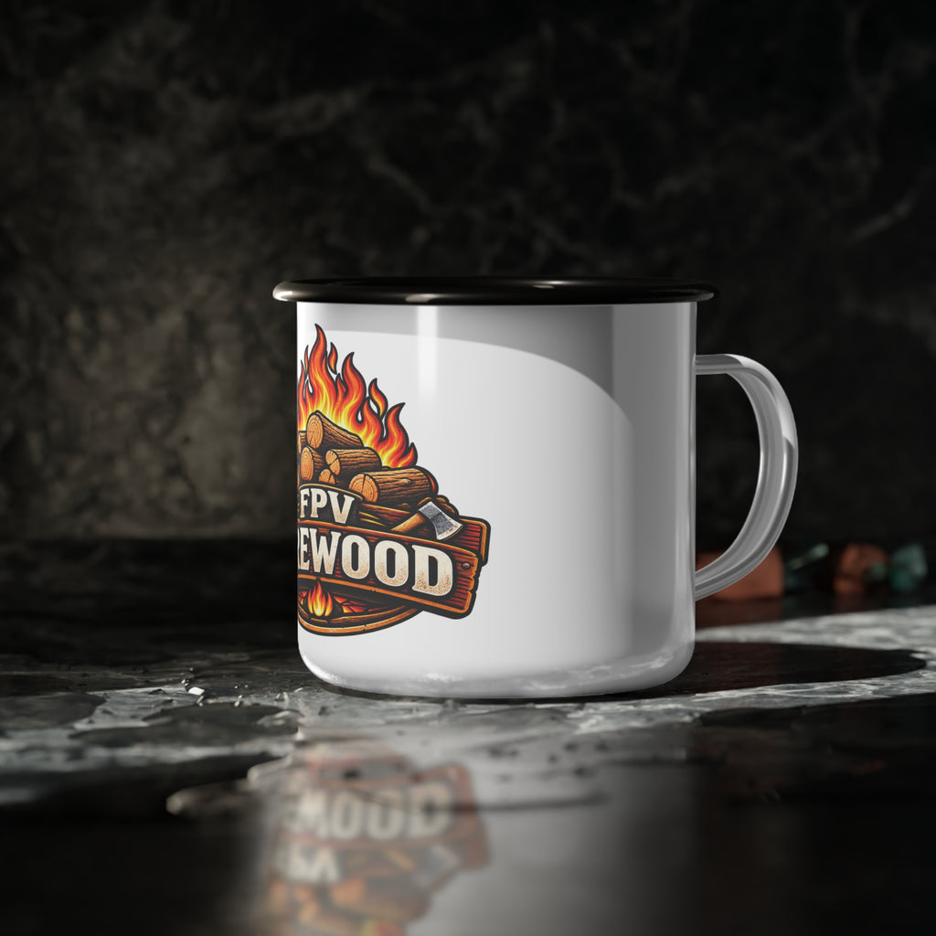 Enamel Camp Cup — "FPV Firewood" Campfire Logo Mug